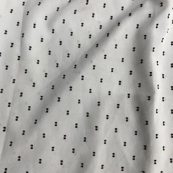 Elle Women’s size Large White Black Polka Dots Pleated  Half Sleeves Blouse - Picture 9 of 13